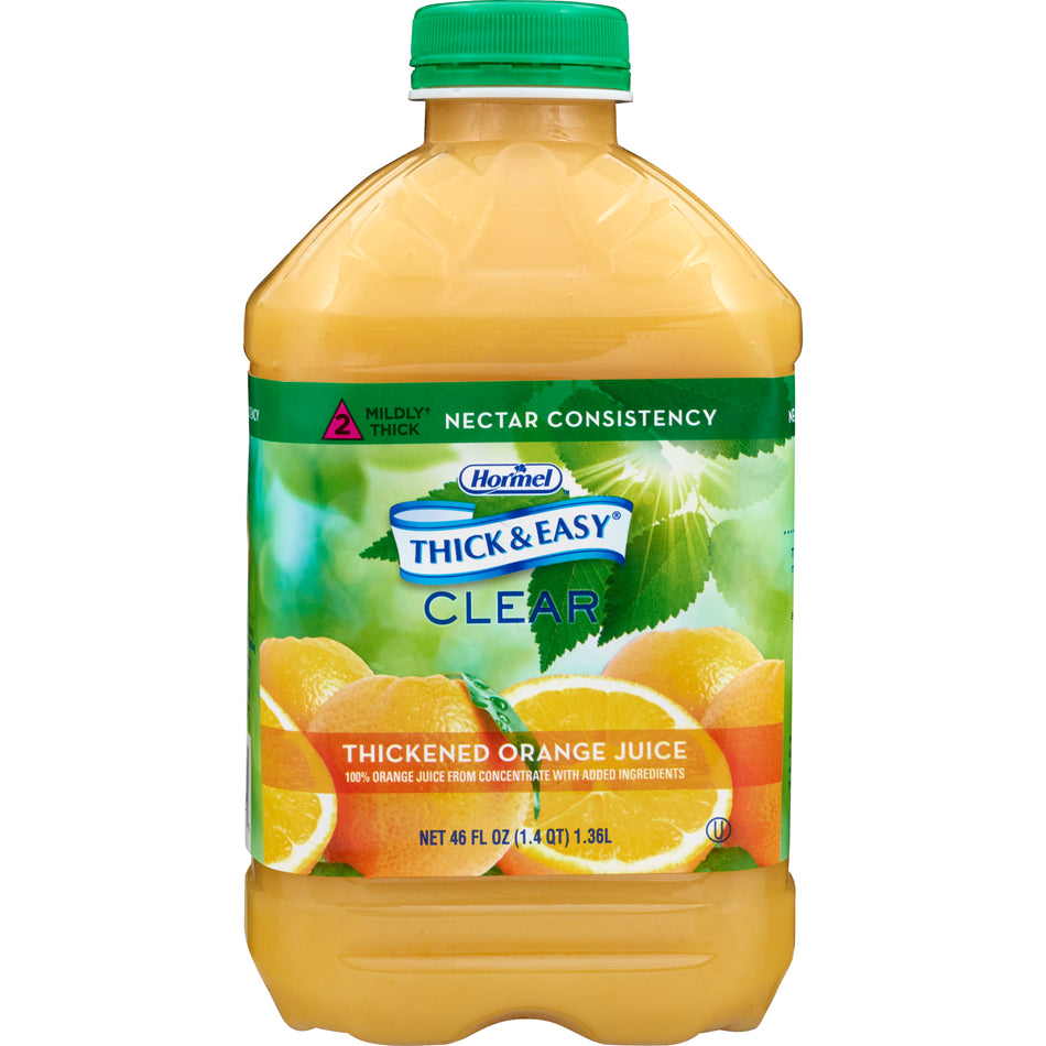 Thick & Easy Clear Nectar Consistency Orange Juice Thickened Beverage, 46-ounce bottle-Thickened Beverage Thick & Easy 46 oz. Bottle Orange Flavor Liquid IDDSI Level 2 Mildly Thick