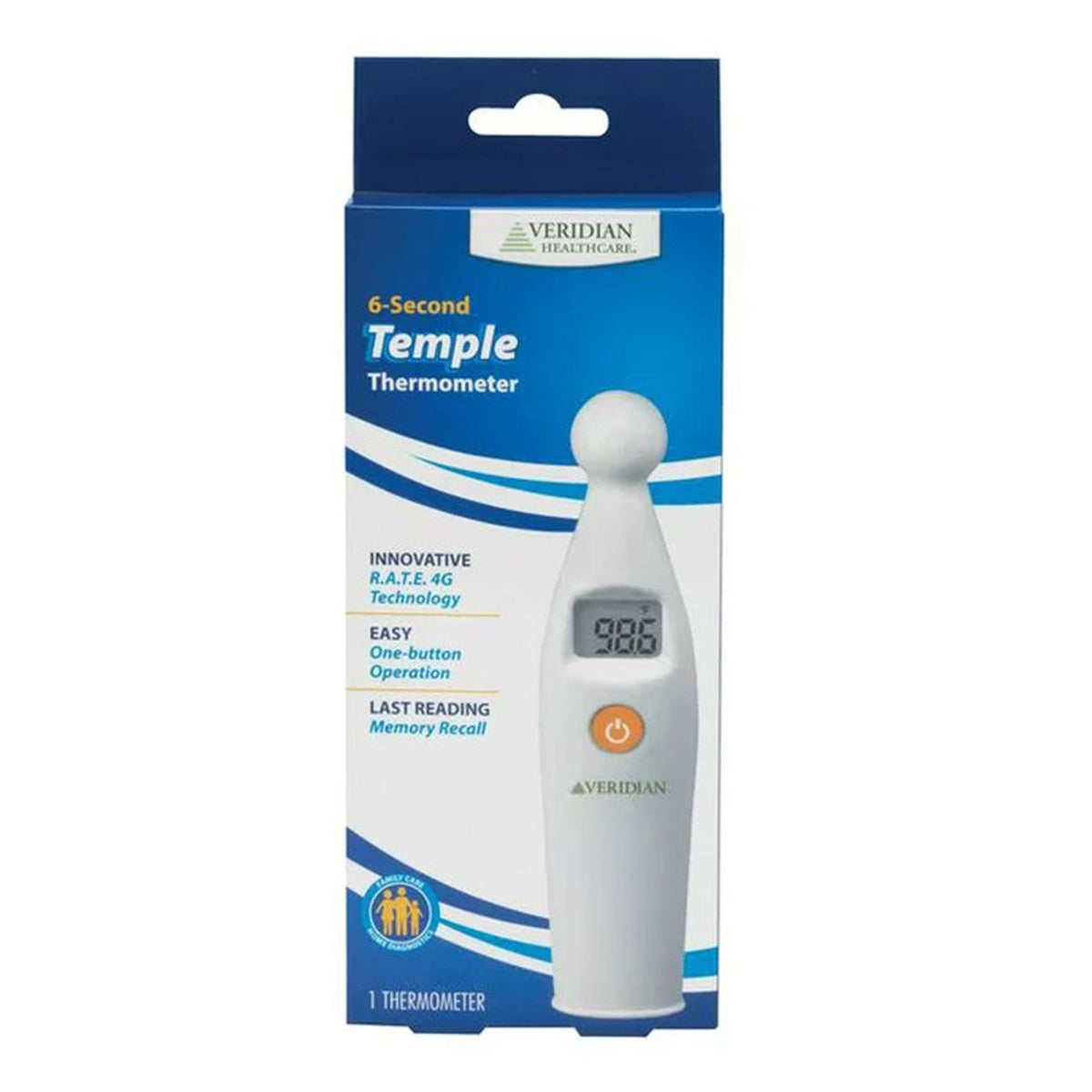 Veridian Temple Touch Thermometer-Temporal Contact Thermometer Veridian Temporal Probe Handheld