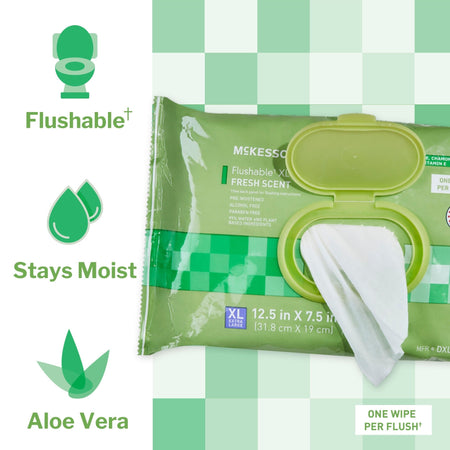 McKesson Flushable* Wet Wipes XL - Scented, 96 Wet Wipes per Pack - Personal Hygiene>Skin Care>Personal Wipes - McKesson B...