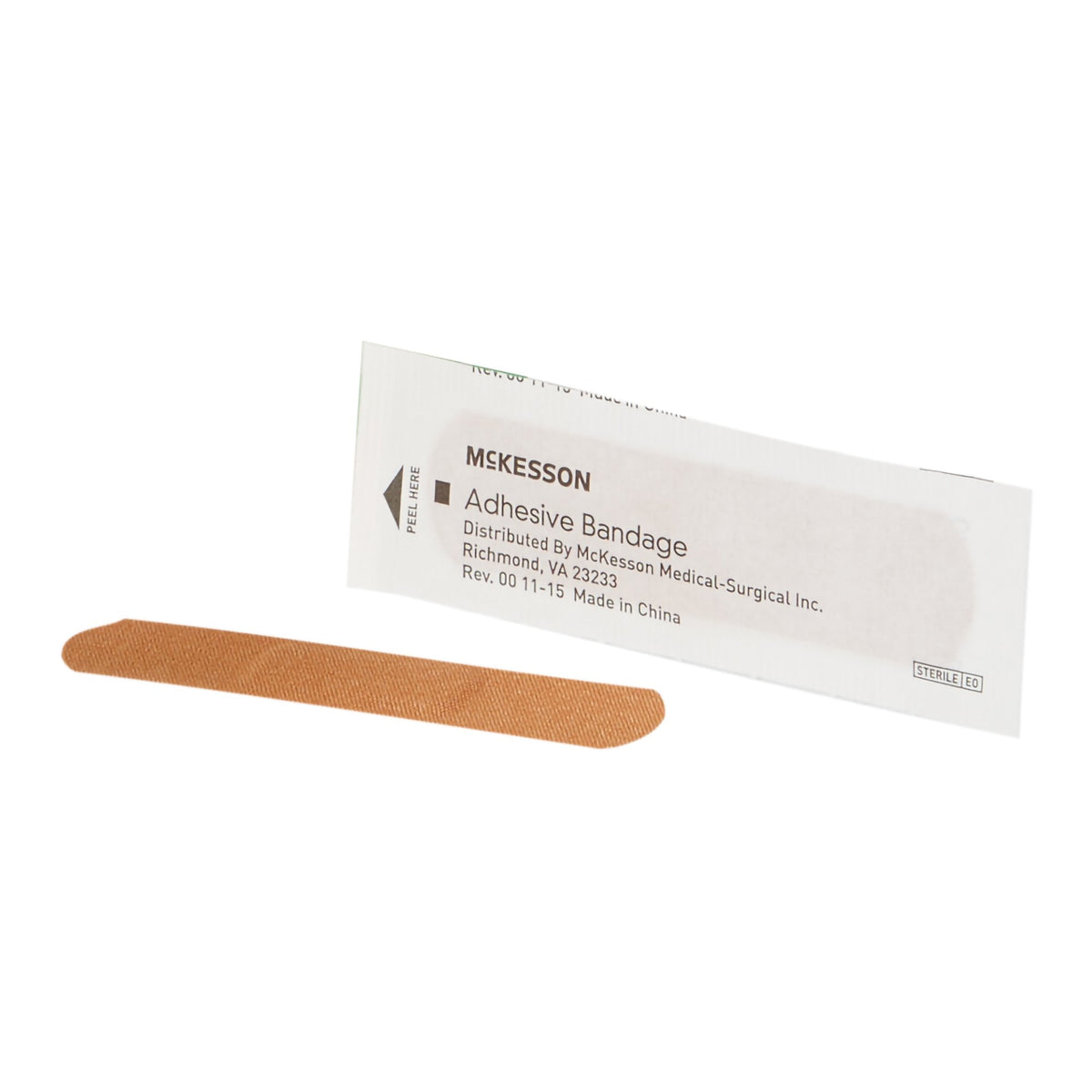 McKesson Tan Adhesive Strip, 3/4 x 3 Inch-Adhesive Strip McKesson 3/4 X 3 Inch Fabric Rectangle Tan Sterile