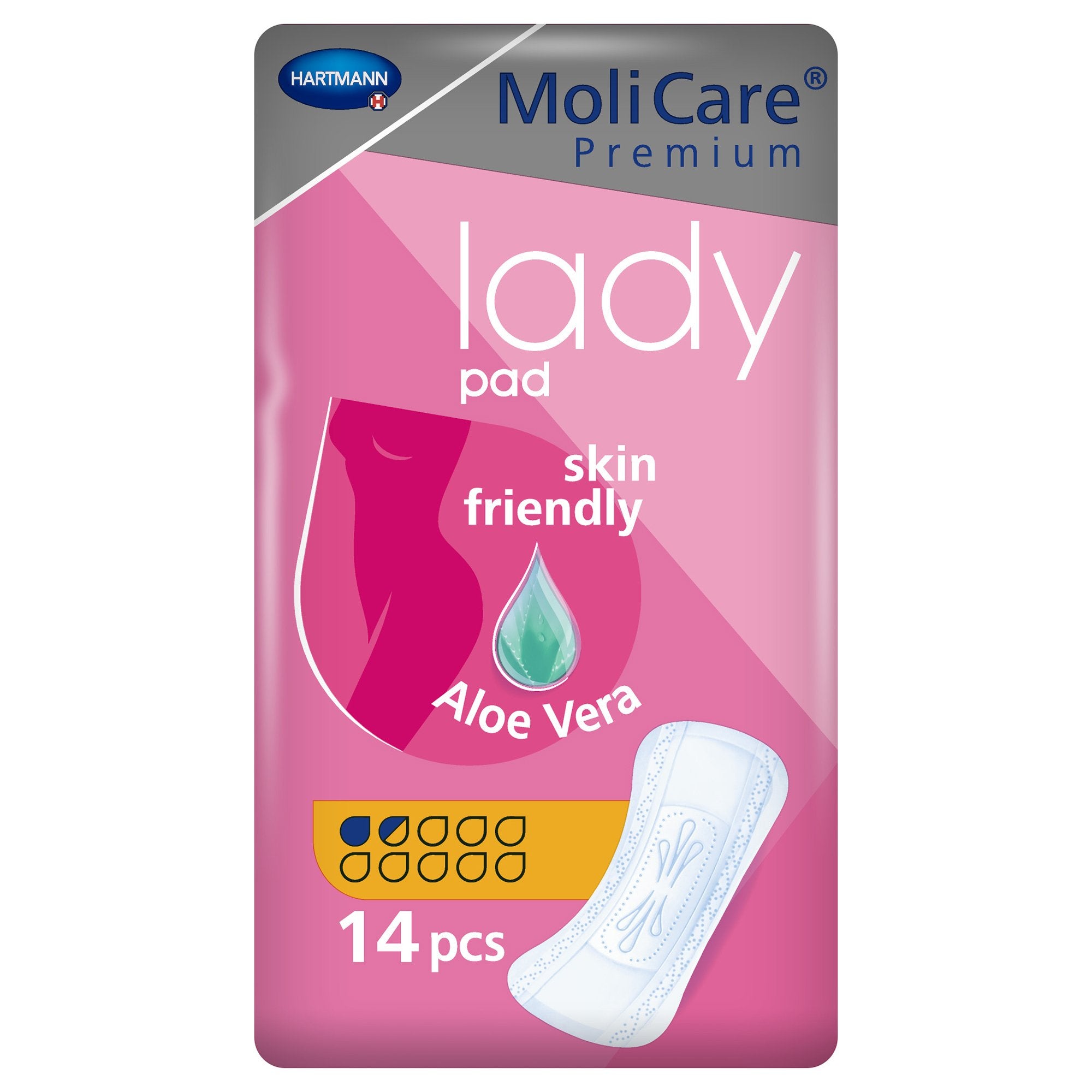 MoliCare Premium Lady 1.5 Drop Absorbency Bladder Control Pads-Bladder Control Pad MoliCare Premium Lady Pads 3-1/2 X 10-1/2 Inch Light Absorbency Polymer Core One Size Fits Most