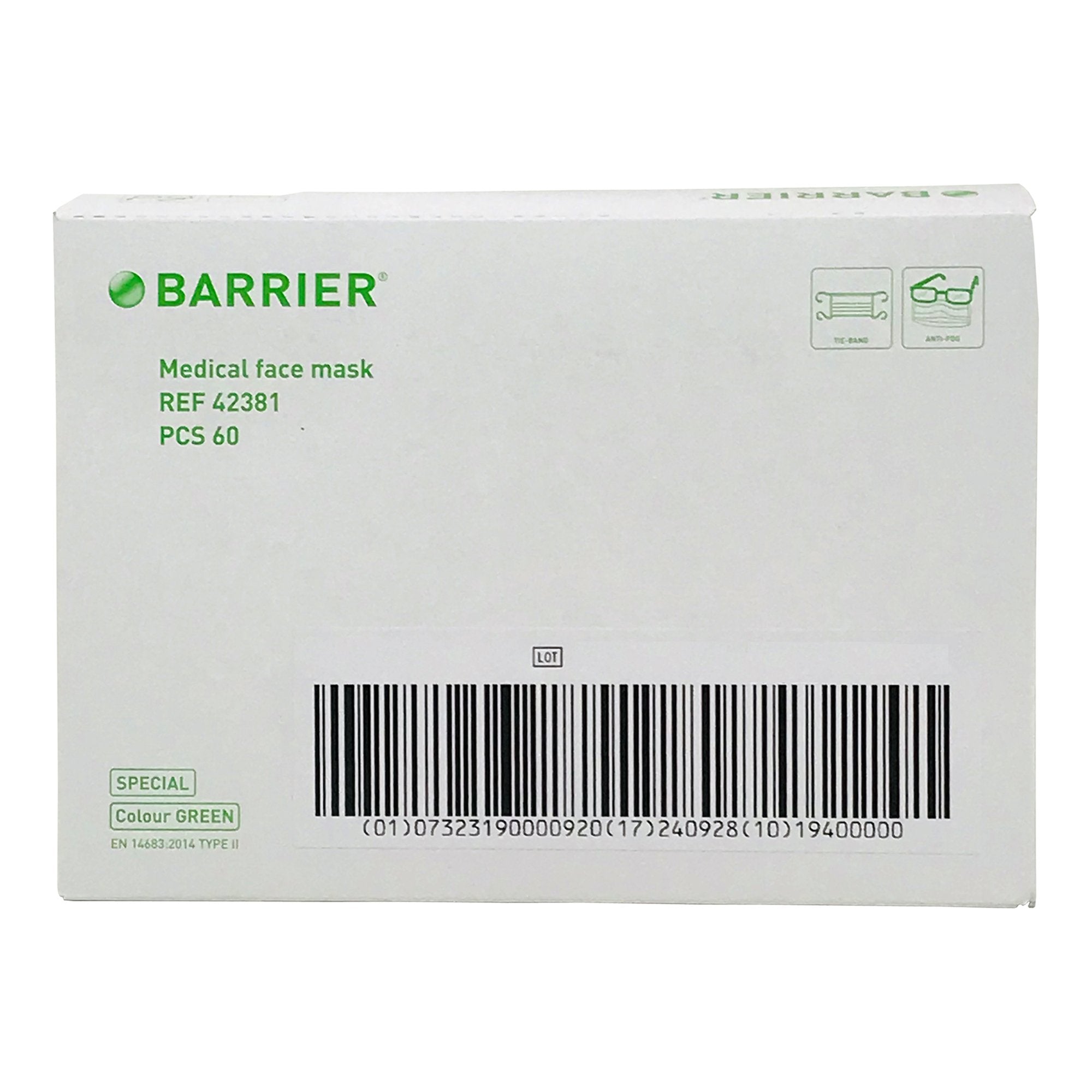 BarrierExtra Protection Surgical Mask-Surgical Mask Barrier Special Anti-fog Not Rated Tie Closure One Size Fits Most