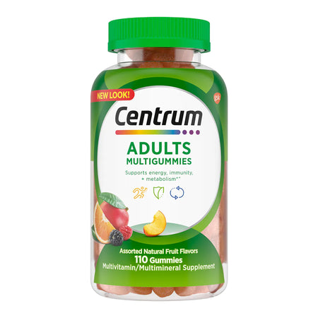 Centrum MultiGummies Adults Assorted Natural Fruit Flavors-Multivitamin Supplement Centrum Gummy 110 per Bottle Fruit Flavor
