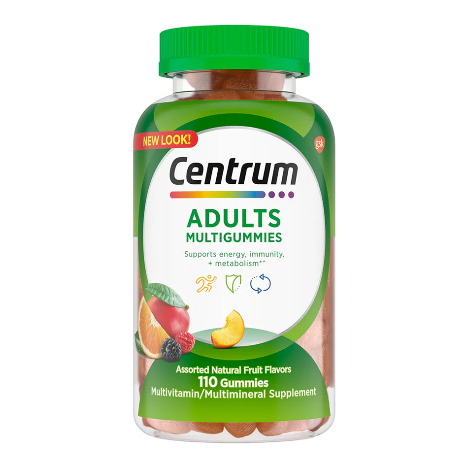 Centrum MultiGummies Adults Assorted Natural Fruit Flavors-Multivitamin Supplement Centrum Gummy 110 per Bottle Fruit Flavor