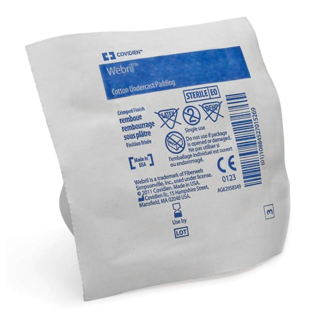 Webril Cast Padding, 3 Inch x 4 Yard-Cast Padding Undercast Webril 3 Inch X 4 Yard Cotton Sterile