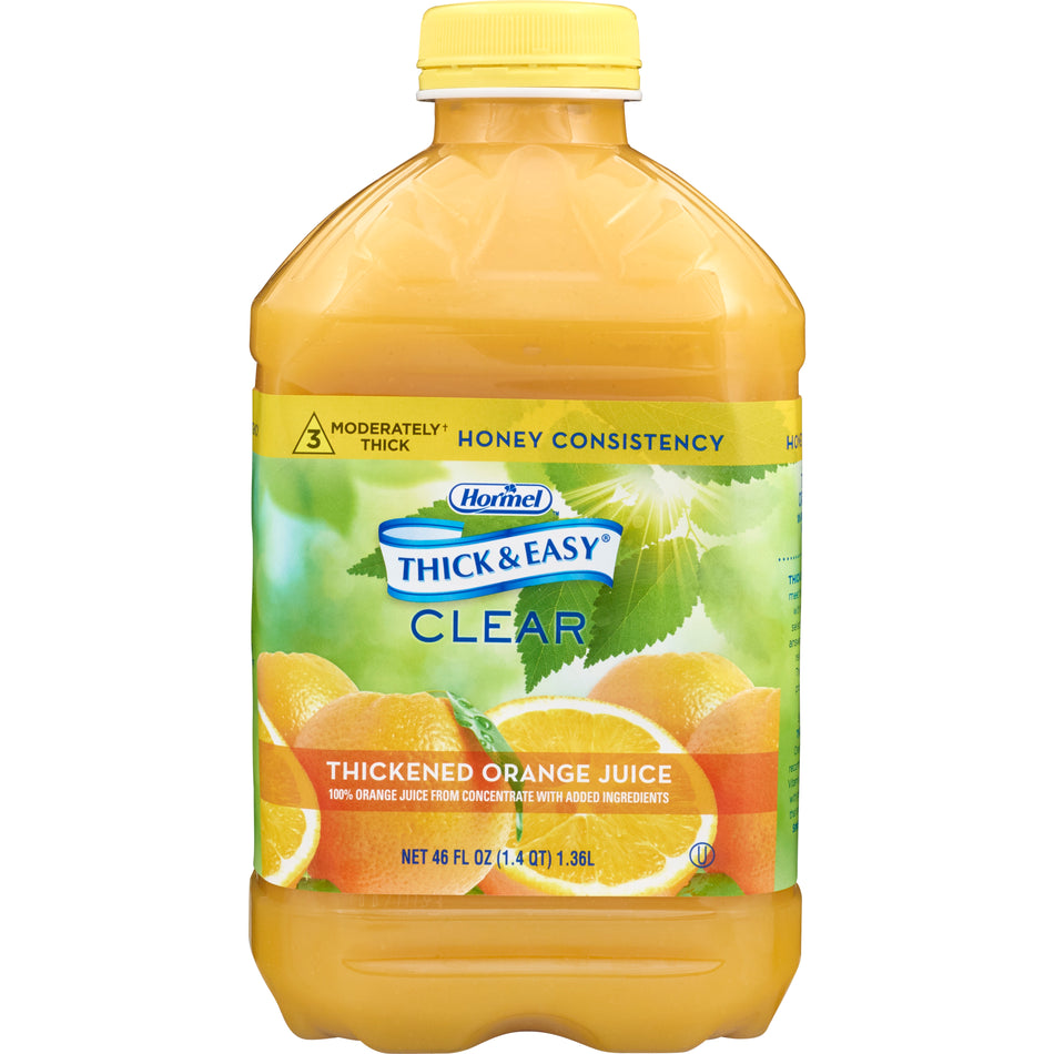 Thick & Easy Clear Honey Consistency Orange Juice Thickened Beverage, 46-ounce bottle-Thickened Beverage Thick & Easy 46 oz. Bottle Orange Flavor Liquid IDDSI Level 3 Moderately Thick/Liquidized