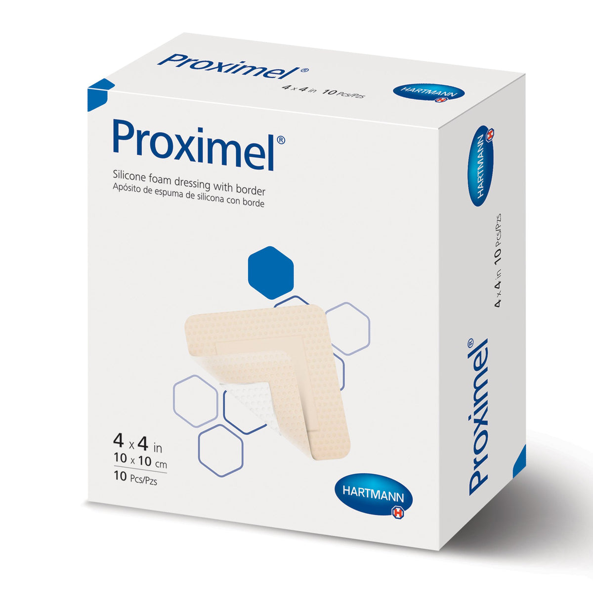 Foam Dressing Proximel® 4 X 4 Inch With Border Waterproof Film Backing Silicone Adhesive Square Sterile - Wound Care>Advan...