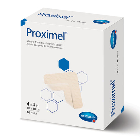 Foam Dressing Proximel® 4 X 4 Inch With Border Waterproof Film Backing Silicone Adhesive Square Sterile - Wound Care>Advan...