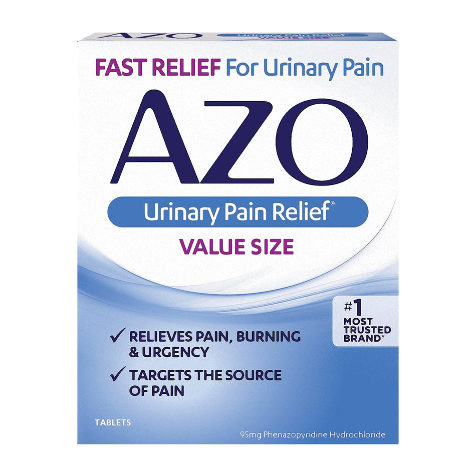 AZO Phenazopyridine Urinary Pain Relief-Urinary Pain Relief AZO 95 mg Strength Phenazopyridine HCL Tablet 30 per Bottle