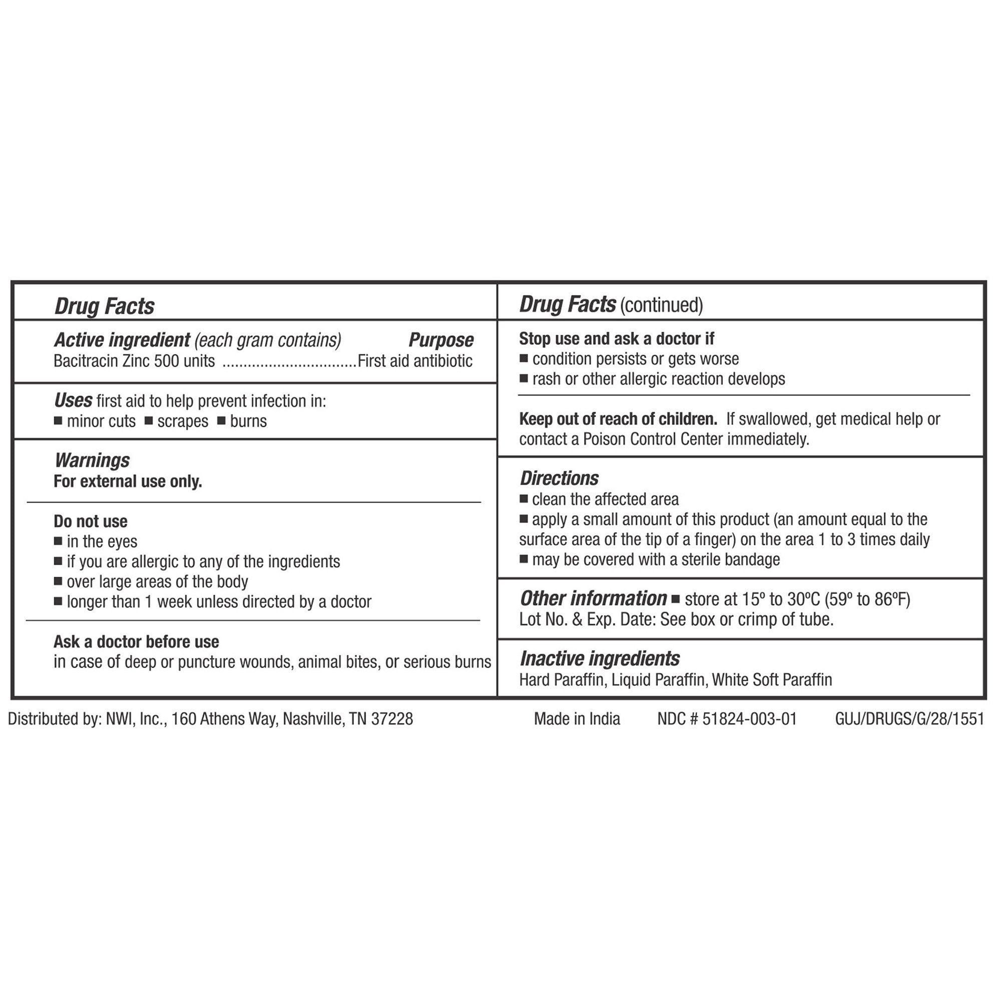 CareALL Bacitracin First Aid Antibiotic-First Aid Antibiotic CareALL Ointment 1 oz. Tube