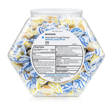 MooreBrand Assorted Flavors Cold and Cough Drops-Cold and Cough Relief McKesson Brand 8.6 mg Strength Lozenge 250 per Jar