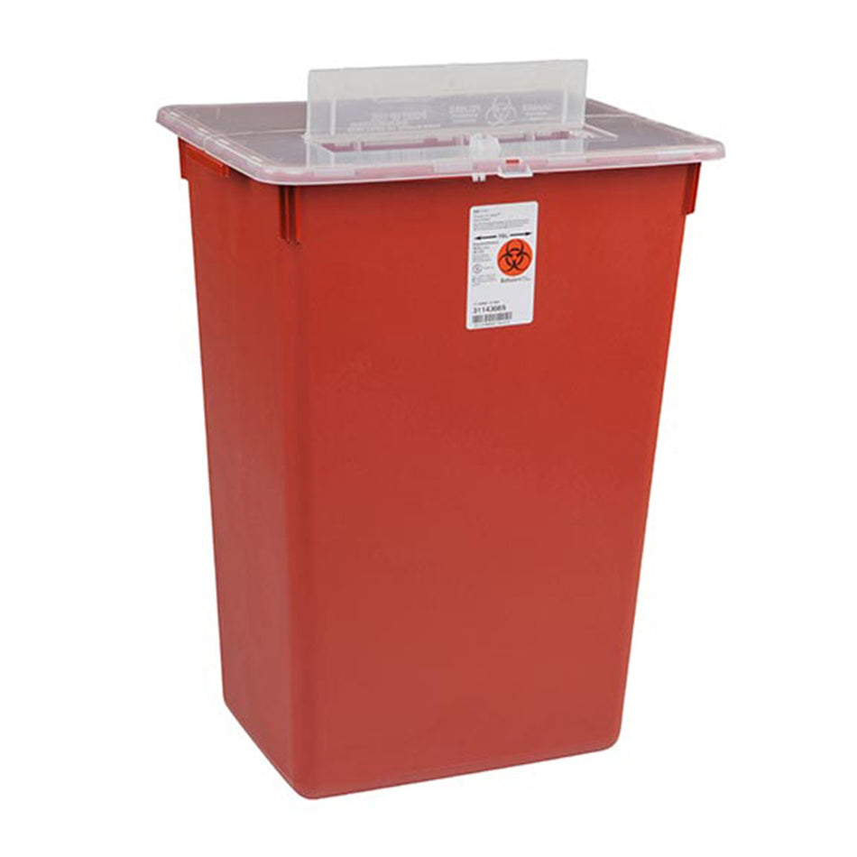 Sharps-A-Gator Multi-purpose Sharps Container, 10 Gallon, 15 x 21 x 12 Inch-Sharps Container Sharps-A-Gator Red Base 15-1/2 H X 21-1/2 W X 12 D Inch Horizontal Entry 10 Gallon