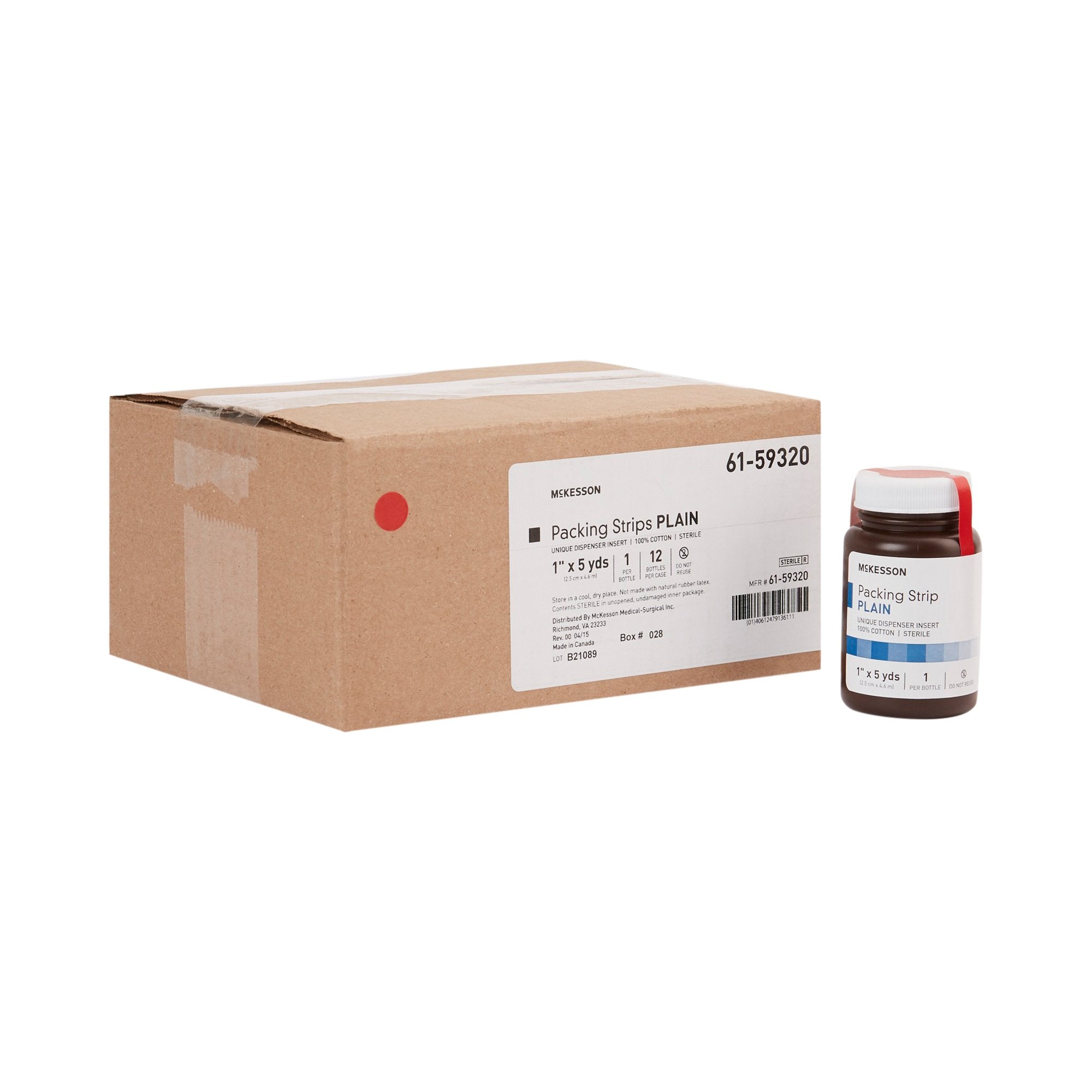 McKesson Nonimpregnated Wound Packing Strip, 1 Inch x 5 Yard-Wound Packing Strip McKesson Non-impregnated 1 Inch X 5 Yard Sterile Plain