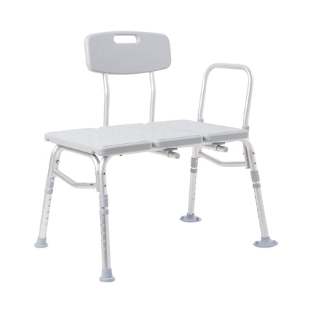 McKesson Aluminum Transfer Bench with Reversible Back-McKesson Knocked Down Bath Transfer Bench Removable Arm Rail 17-1/2 to 22-1/2 Inch Seat Height 400 lbs. Weight Capacity
