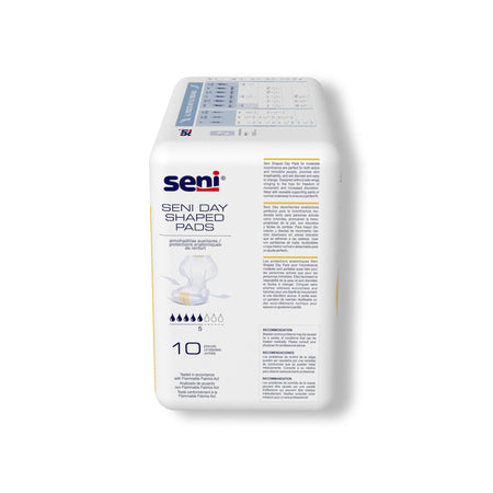 Seni Day Shaped Pads-Incontinence Liner Seni Shaped Day Pads 25 Inch Length Moderate Absorbency Super Absorbent Core One Size Fits Most