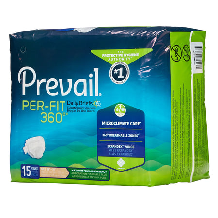 Prevail Per-Fit 360 Maximum Plus Incontinence Brief, Extra Large-Unisex Adult Incontinence Brief Prevail Per-Fit 360 Size 3 / X-Large Disposable Heavy Absorbency