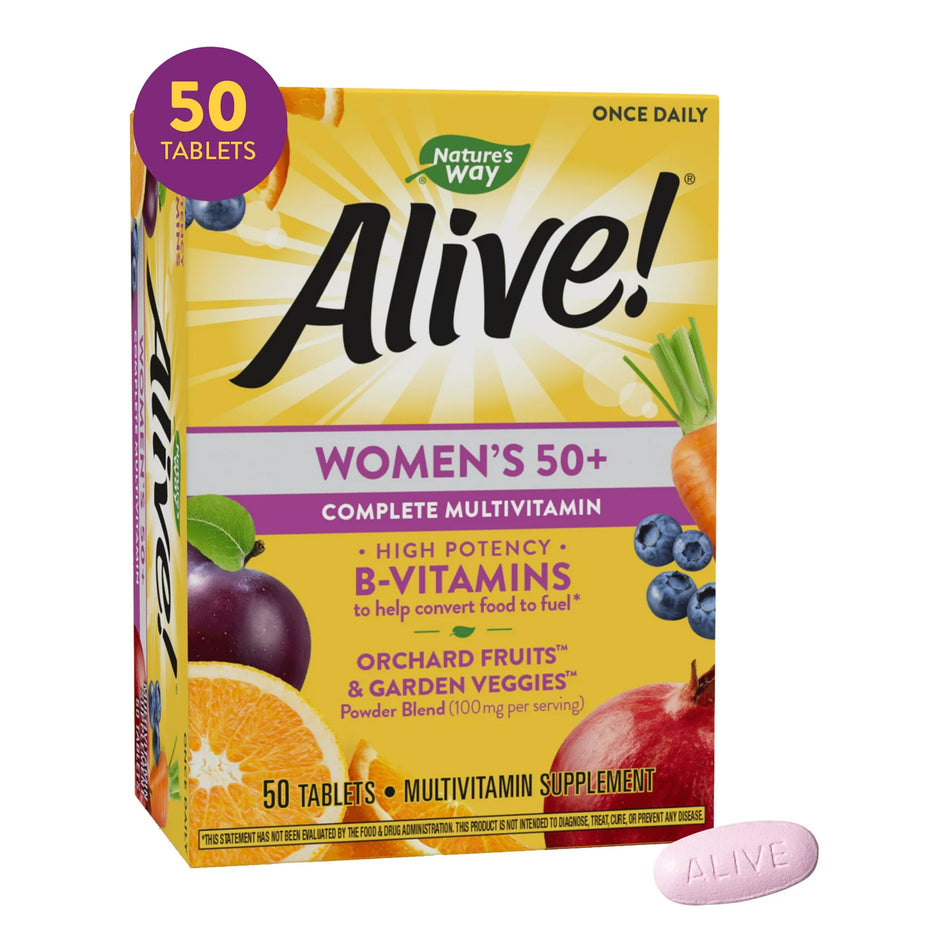Nature's Way Alive! Women's 50+ Complete Multivitamin Tablets-Multivitamin Supplement Alive! Womens 50+ Vitamin A / Vitamin C 900 mcg / 135 mg Strength Tablet 50 per Box