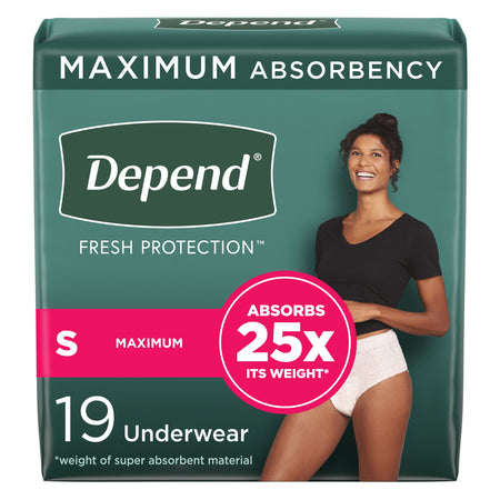 Depend Fresh Protection Women's Maximum Absorbency Underwear, Small-Female Adult Absorbent Underwear Depend Fresh Protection Waistband Style Small Disposable Heavy Absorbency