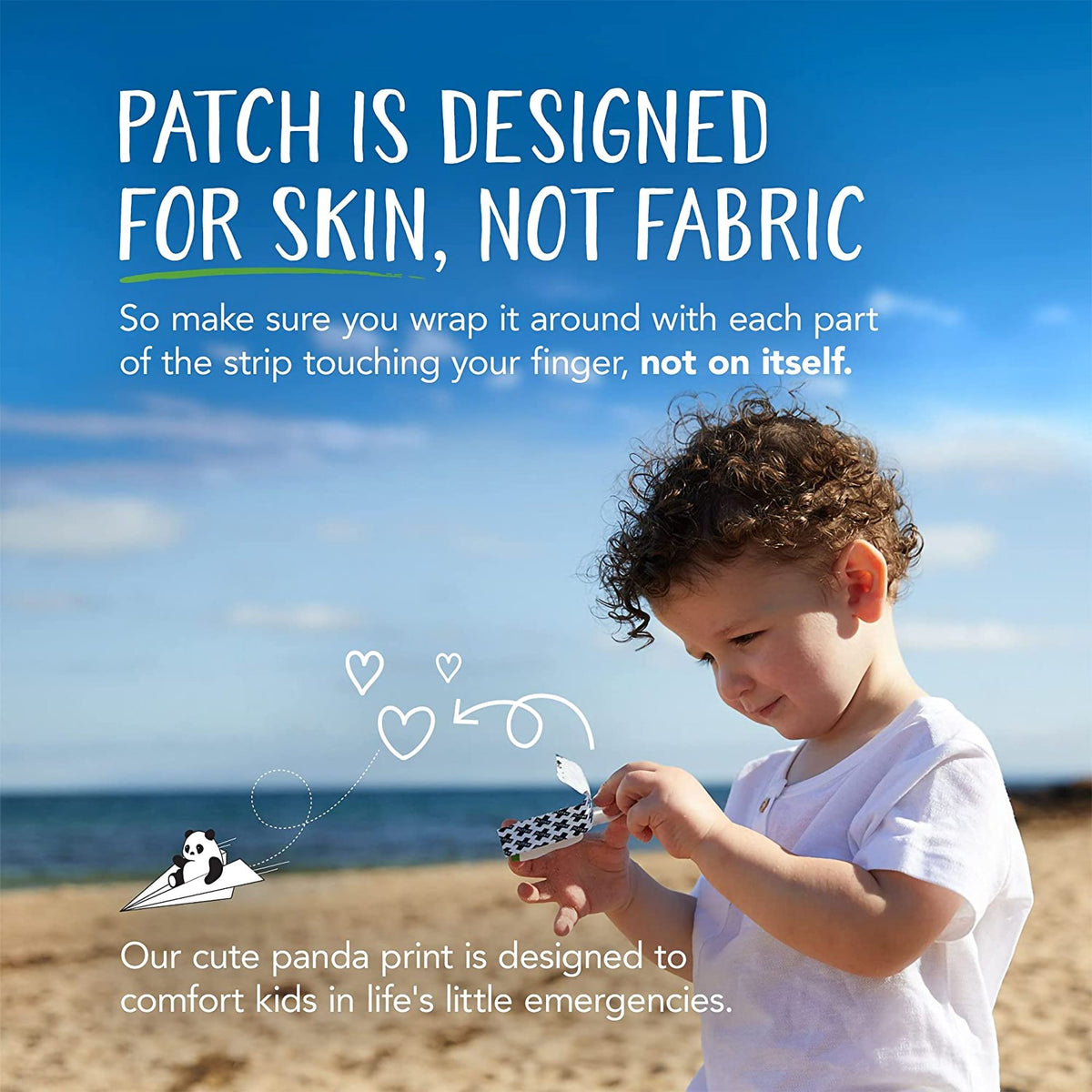 Patch Kids (Panda Design) Adhesive Strip with Coconut Oil, 2 x 3 Inch / 3 x 3 Inch-Adhesive Strip Patch Kids 2 X 3 Inch / 3 X 3 Inch Bamboo / Coconut Oil Rectangle / Square Kid Design (Panda) Sterile