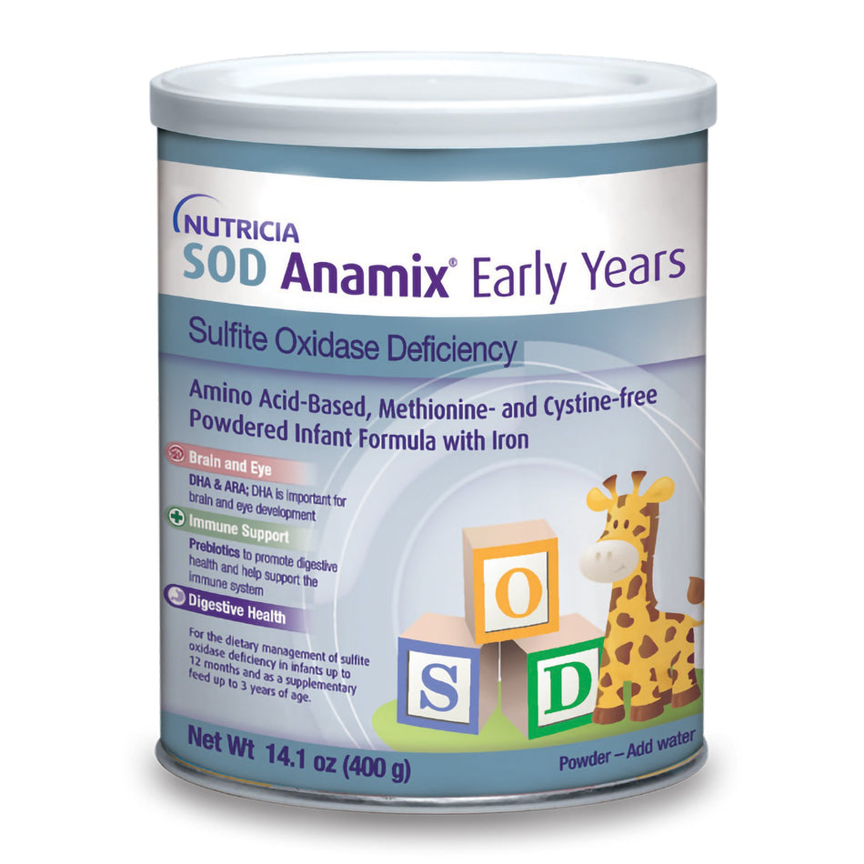 Nutricia SOD Anamix Early Years Amino AcidBased Methionine- and Cystine-Free Powdered Infant Formula with Iron-Infant Formula SOD Anamix Early Years Unflavored 14.1 oz. Can Powder Amino Acid Sulfite OIxidase Deficiency