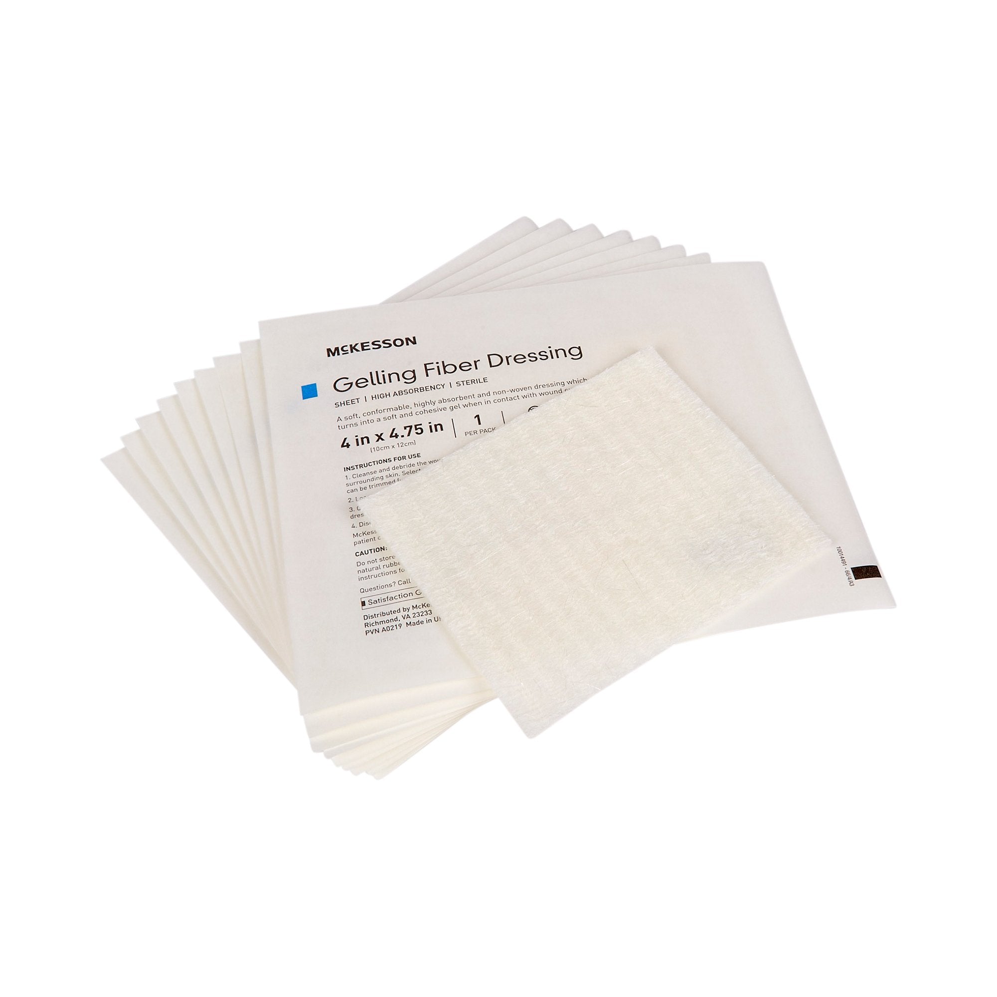 McKesson Gelling Fiber Wound Dressing, 4 x 4-3/4 Inch-Gelling Fiber Wound Dressing McKesson 4 X 4-3/4 Inch Rectangle Sterile