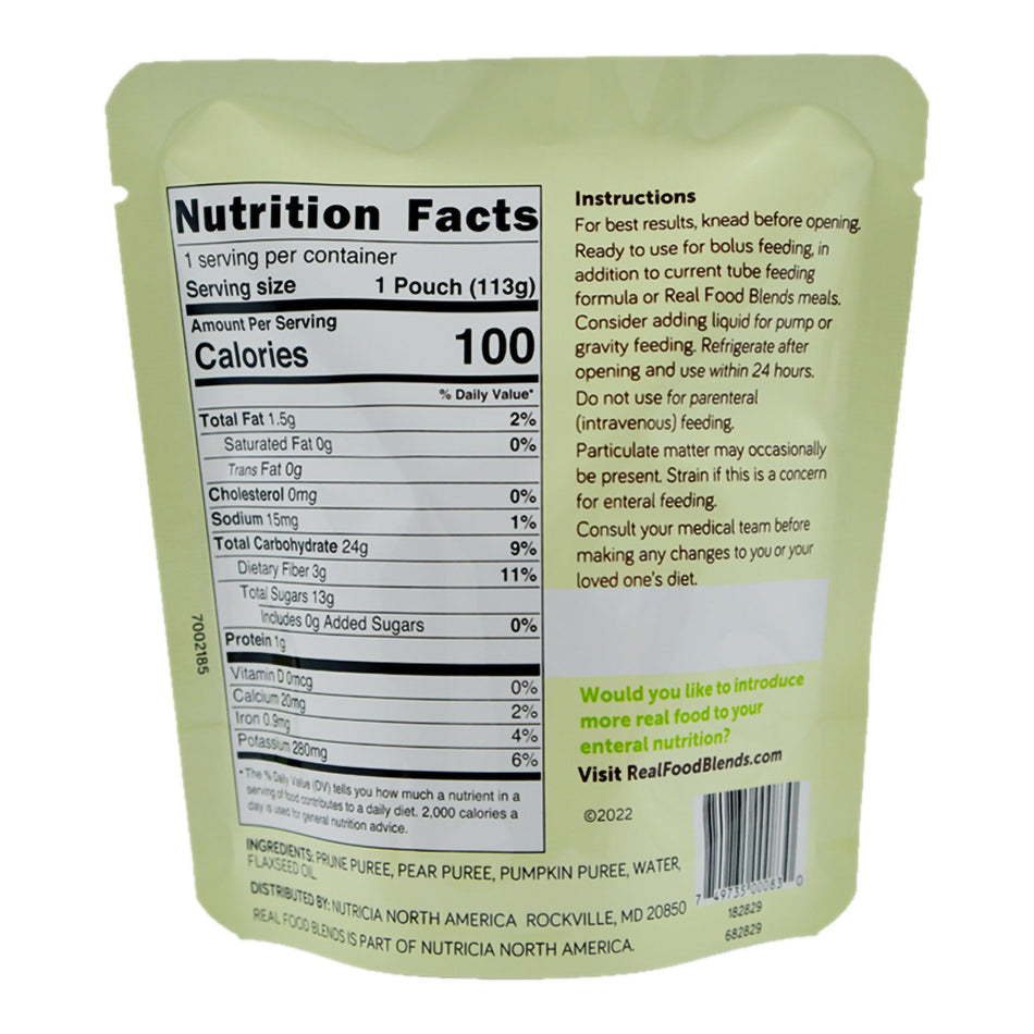 Tube Feeding Formula Real Food Blends® Mini Prunes / Pears / Pumpkin Flavor Liquid 4 oz. Pouch - Nutritionals and Feeding...