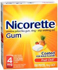 Nicorette Nicotine Polacrilex Gum 4 mg Fruit Chill-Stop Smoking Aid Nicorette 4 mg Strength Gum