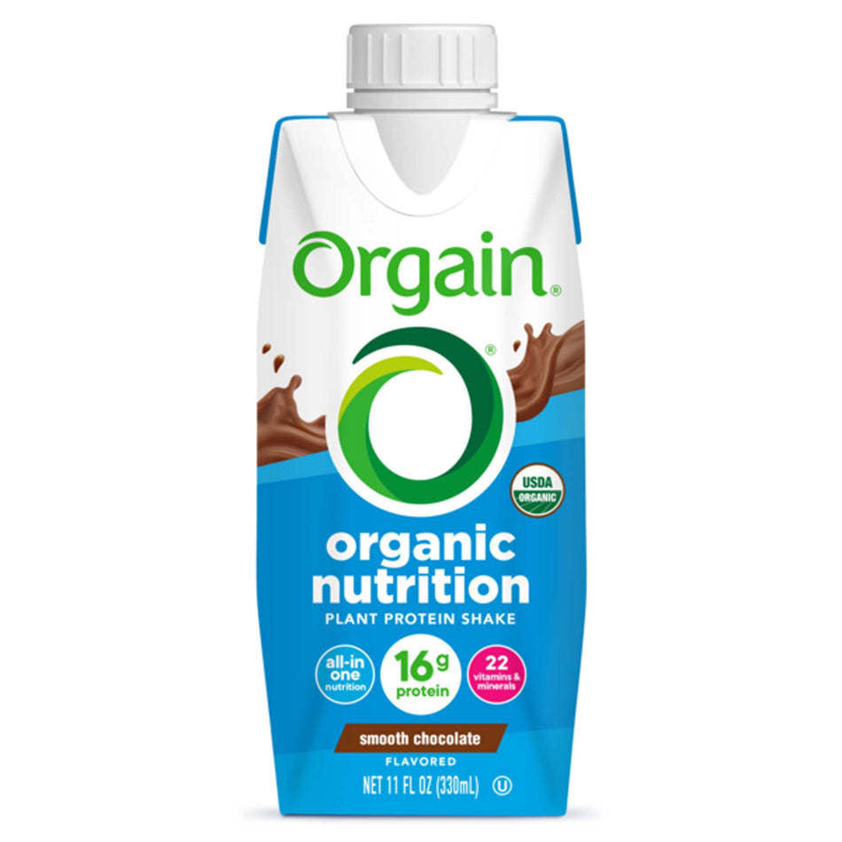 Oral Supplement Orgain® Organic Nutrition™ Vegan Shake Smooth Chocolate Flavor Liquid 11 oz. Carton - Nutritionals and Fee...