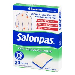 Salonpas Topical Pain Relief Patches-Topical Pain Relief Salonpas 3.1% - 6% - 10% Strength Camphor / Menthol / Methyl Salicylate Patch 20 per Box