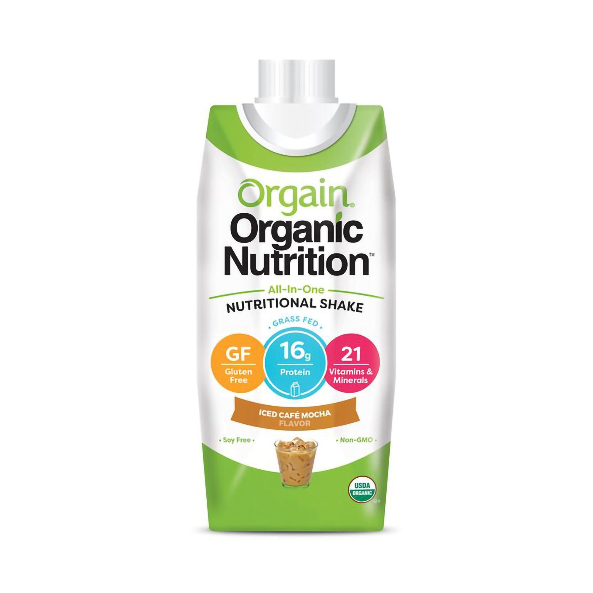 Orgain Organic Nutrition Iced Caf Mocha Nutritional Shake, 11-ounce carton-Oral Supplement Orgain Organic Nutritional Shake Iced Caf Mocha Flavor Liquid 11 oz. Carton