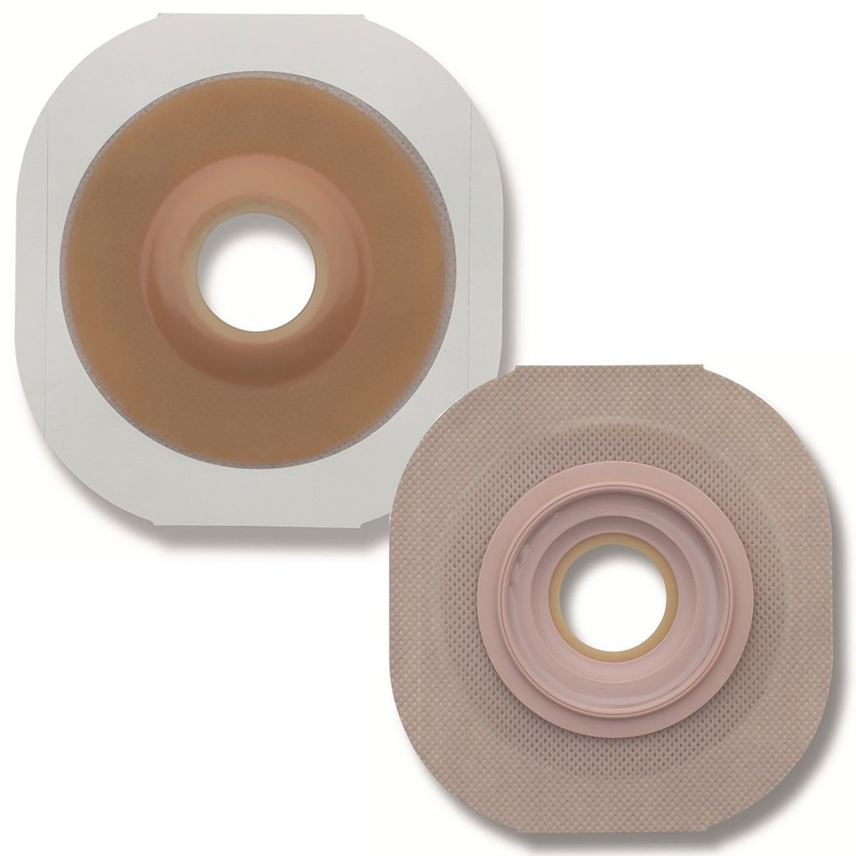 FlexTend Colostomy Barrier With 1 Inch Stoma Opening-"Ostomy Barrier FlexTend Precut, Extended Wear Adhesive Tape 57 mm Flange Red Code System Hydrocolloid 1-1/4 Inch Opening"