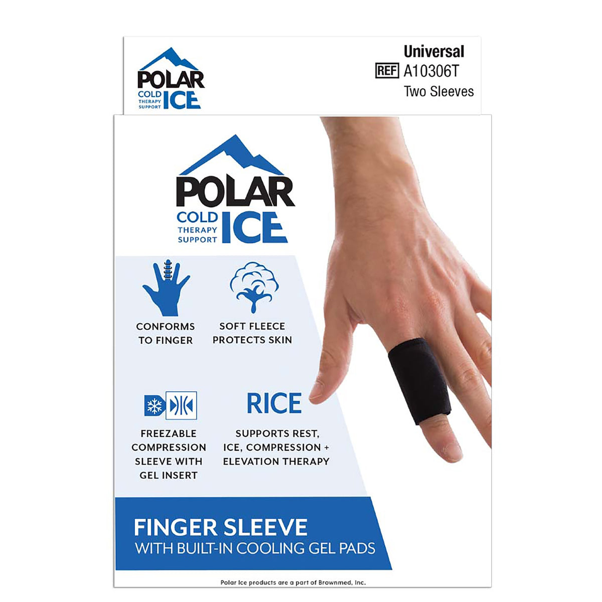 Polar Ice Finger Sleeve with Cooling Pad, One Size Fits Most-Finger Sleeve with Cooling Pad Polar Ice Adult One Size Fits Most Pull-On Finger Black