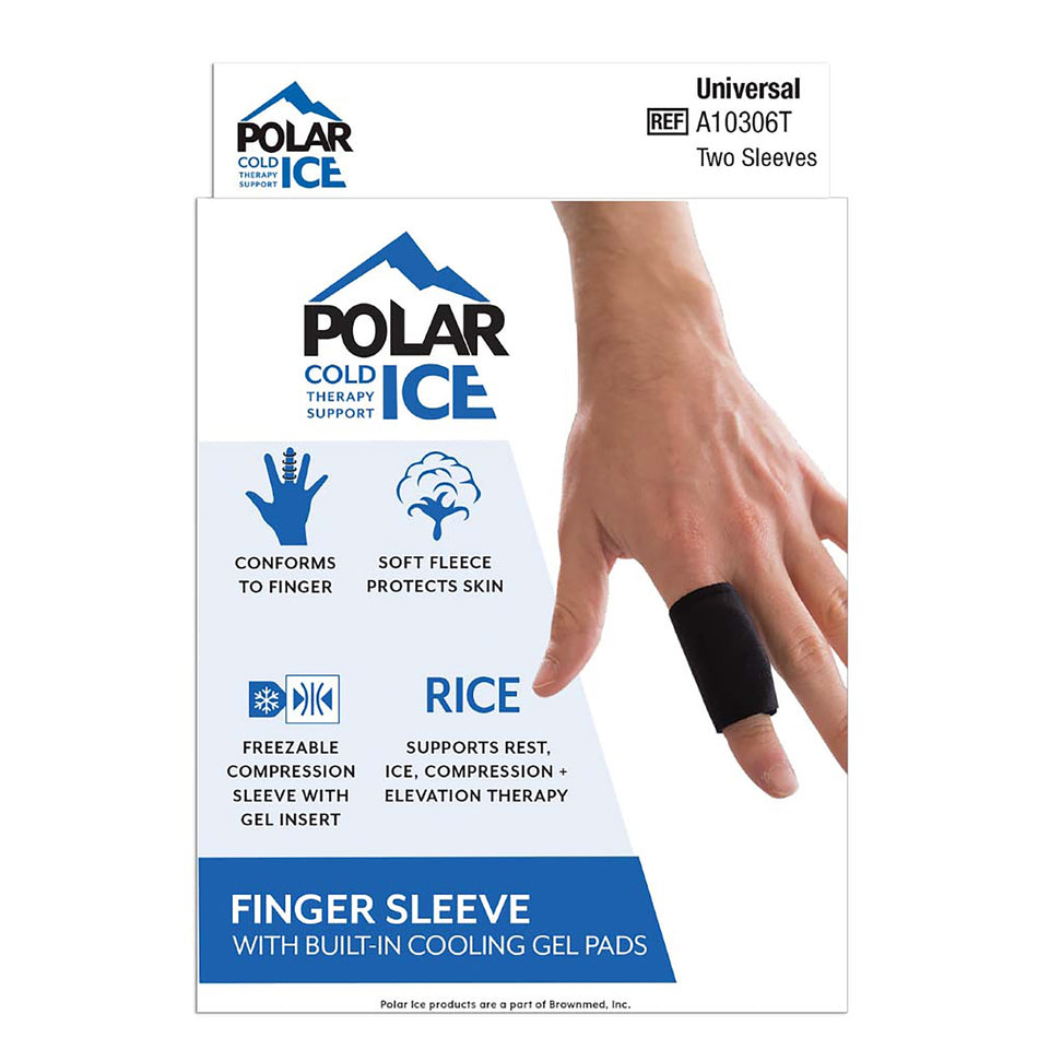 Polar Ice Finger Sleeve with Cooling Pad, One Size Fits Most-Finger Sleeve with Cooling Pad Polar Ice Adult One Size Fits Most Pull-On Finger Black