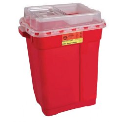 BD� Multi-purpose Sharps Container, 19 Gallon, 26-1/4 x 20 x 14-3/4 Inch-Sharps Container BD� Red Base 26-1/4 H X 20 W X 14-3/4 D Inch Vertical Entry 19 Gallon