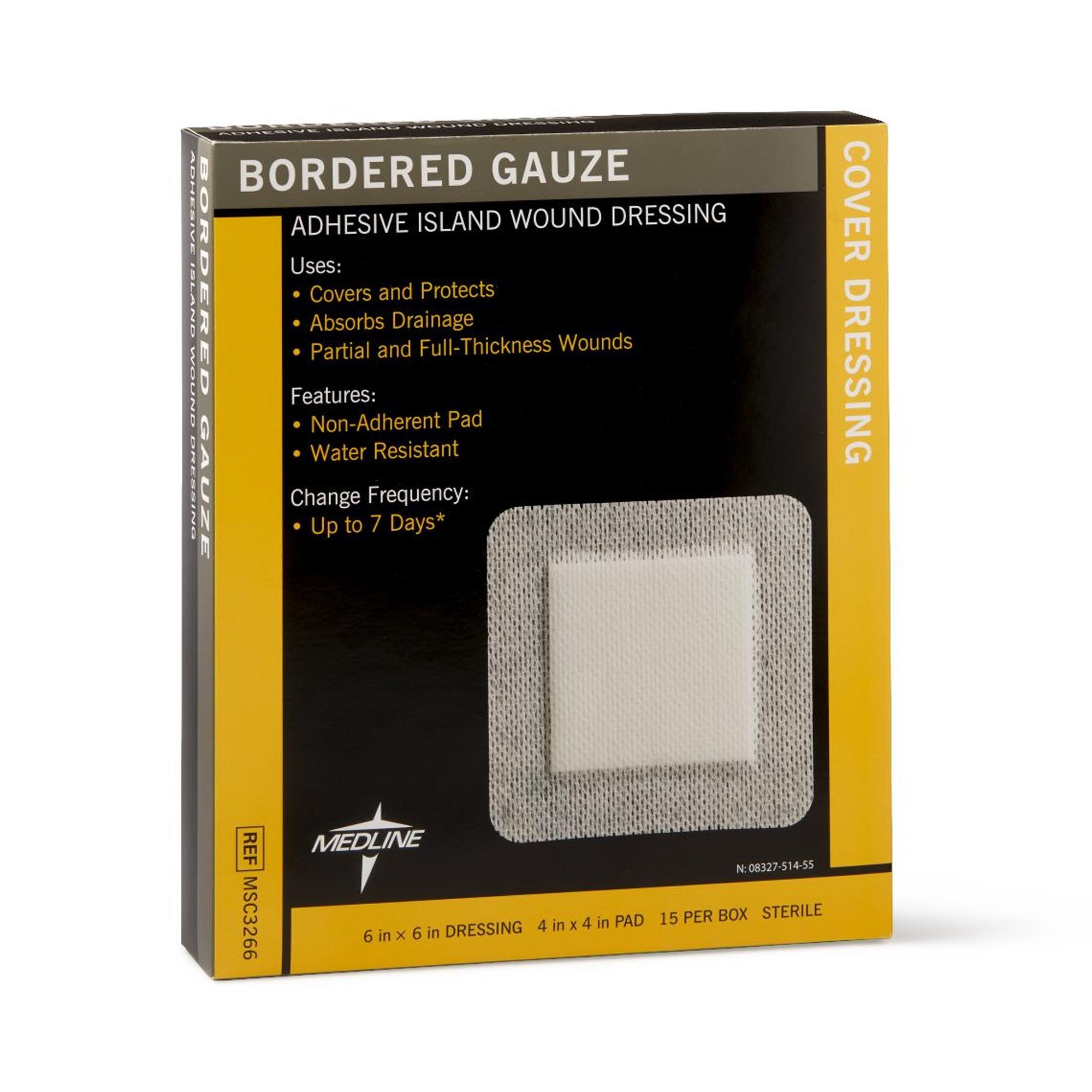 Medline White Island Dressing, 6 x 6 Inch-Island Dressing Medline 6 X 6 Inch Square Sterile Water Resistant Nonwoven Backing