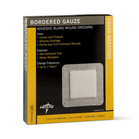 Medline White Island Dressing, 6 x 6 Inch-Island Dressing Medline 6 X 6 Inch Square Sterile Water Resistant Nonwoven Backing