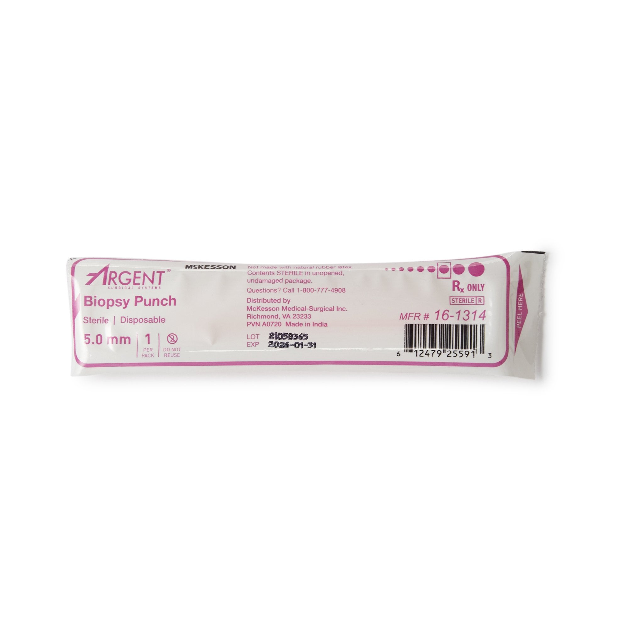 McKesson Argent Disposable Biopsy Punches, 5.0 mm-Biopsy Punch McKesson Argent Dermal 5 mm