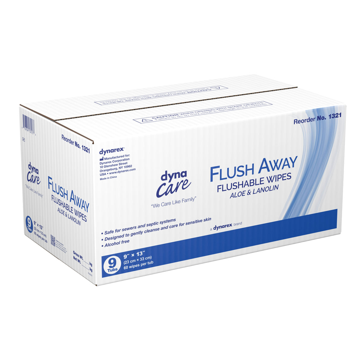 Dynarex Flush Away Personal Wipes, Adult, Tub, Aloe/Lanolin Scented-Flushable Personal Wipe Flush Away Adult Tub Scented 60 Count