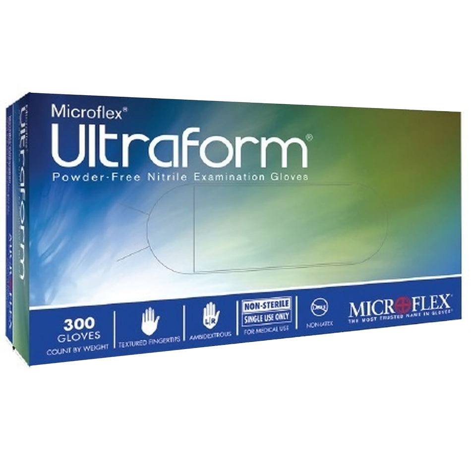Ultraform Nitrile Exam Glove, Medium, Blue-Exam Glove Ultraform Medium NonSterile Nitrile Standard Cuff Length Textured Fingertips Blue Not Rated