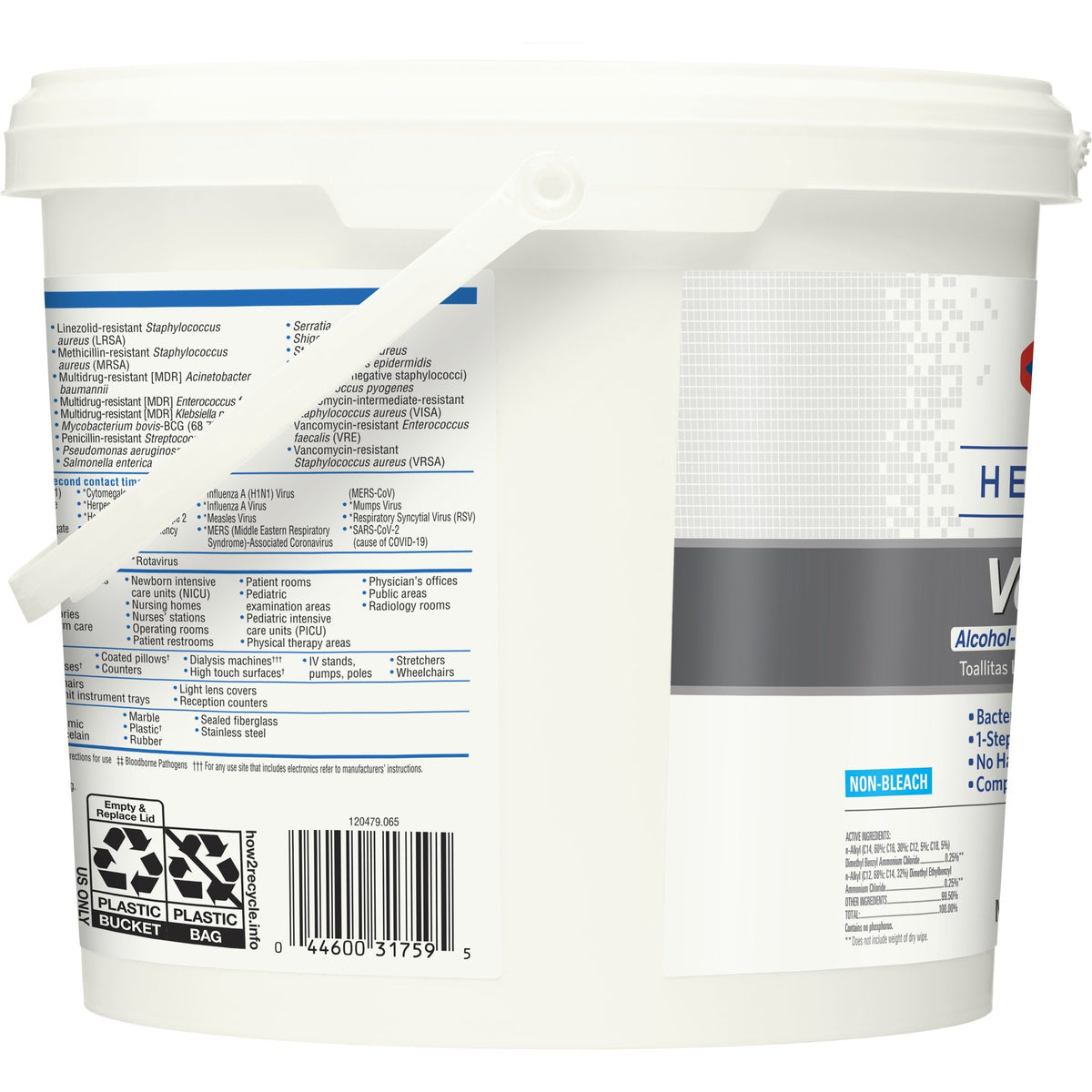 Clorox Healthcare VersaSure Cleaner Disinfectant Wipes, Bucket-Clorox Healthcare VersaSure Surface Disinfectant Cleaner Premoistened Quaternary Based Manual Pull Wipe 110 Count Pail Scented NonSterile