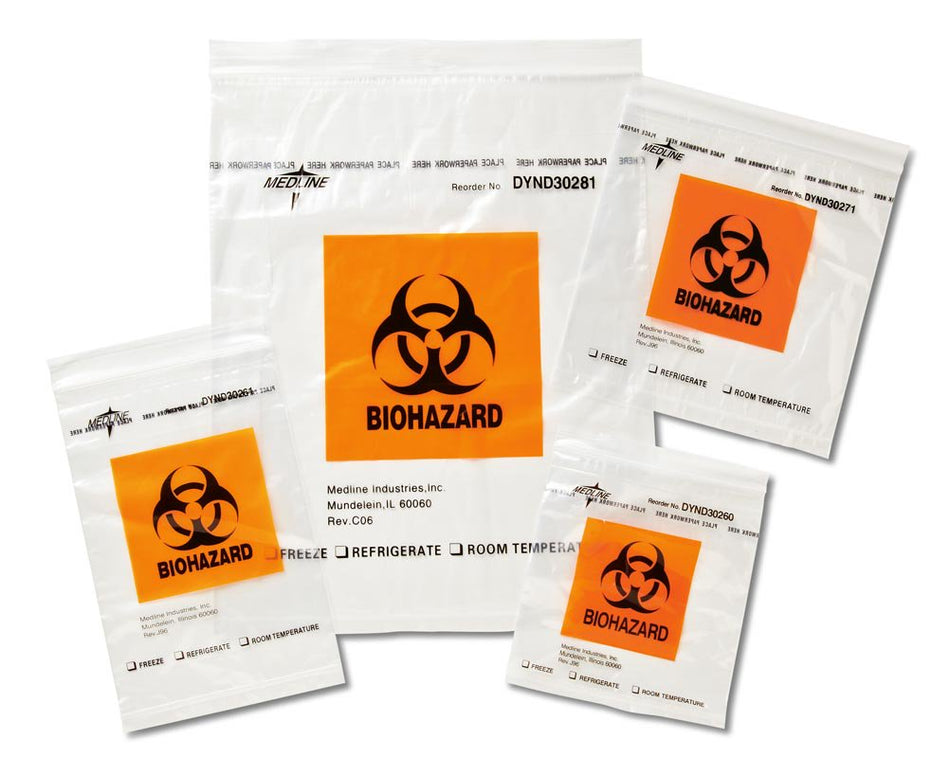 Specimen Transport Bag with Document Pouch-Specimen Transport Bag with Document Pouch 6 X 9 Inch Zip Closure Biohazard Symbol / Storage Instructions NonSterile