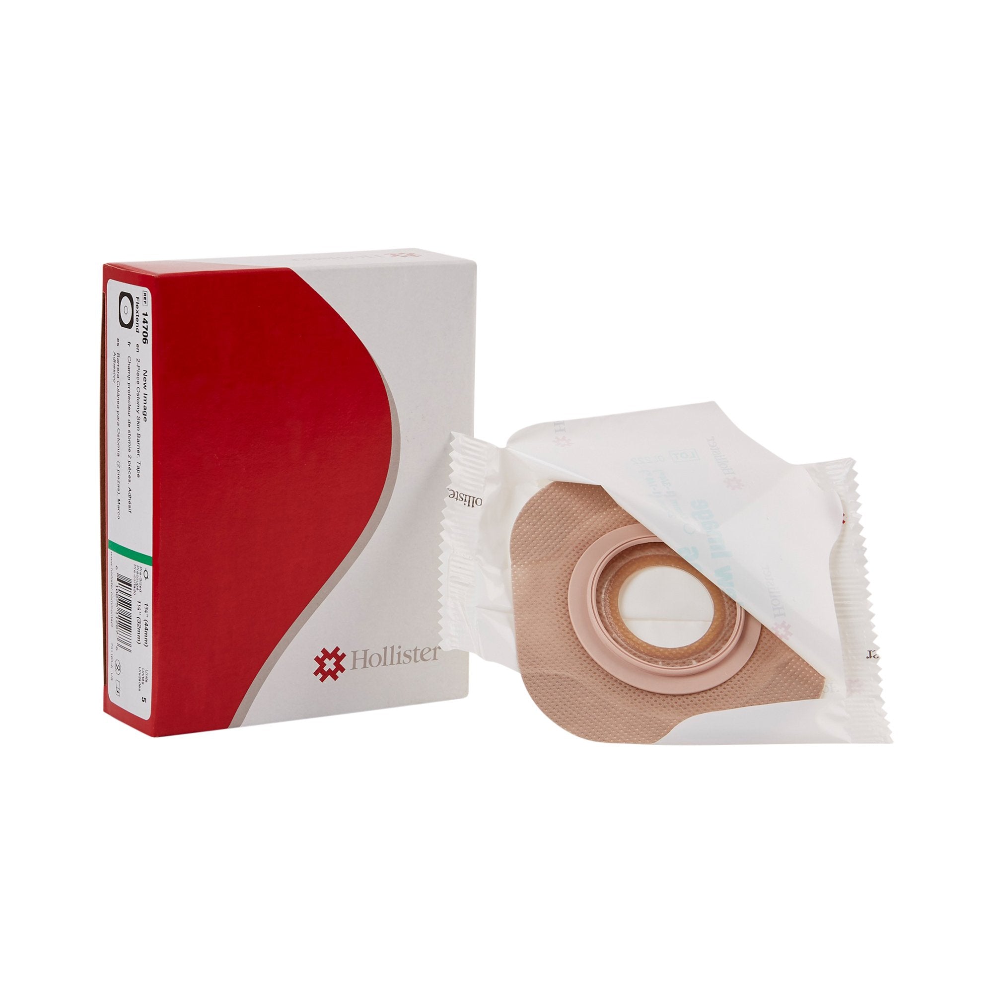 New Image Flextend Colostomy Barrier With 1 Inch Stoma Opening-"Ostomy Barrier New Image Flextend Precut, Extended Wear Adhesive Tape 44 mm Flange Green Code System Hydrocolloid 1-1/4 Inch Opening"
