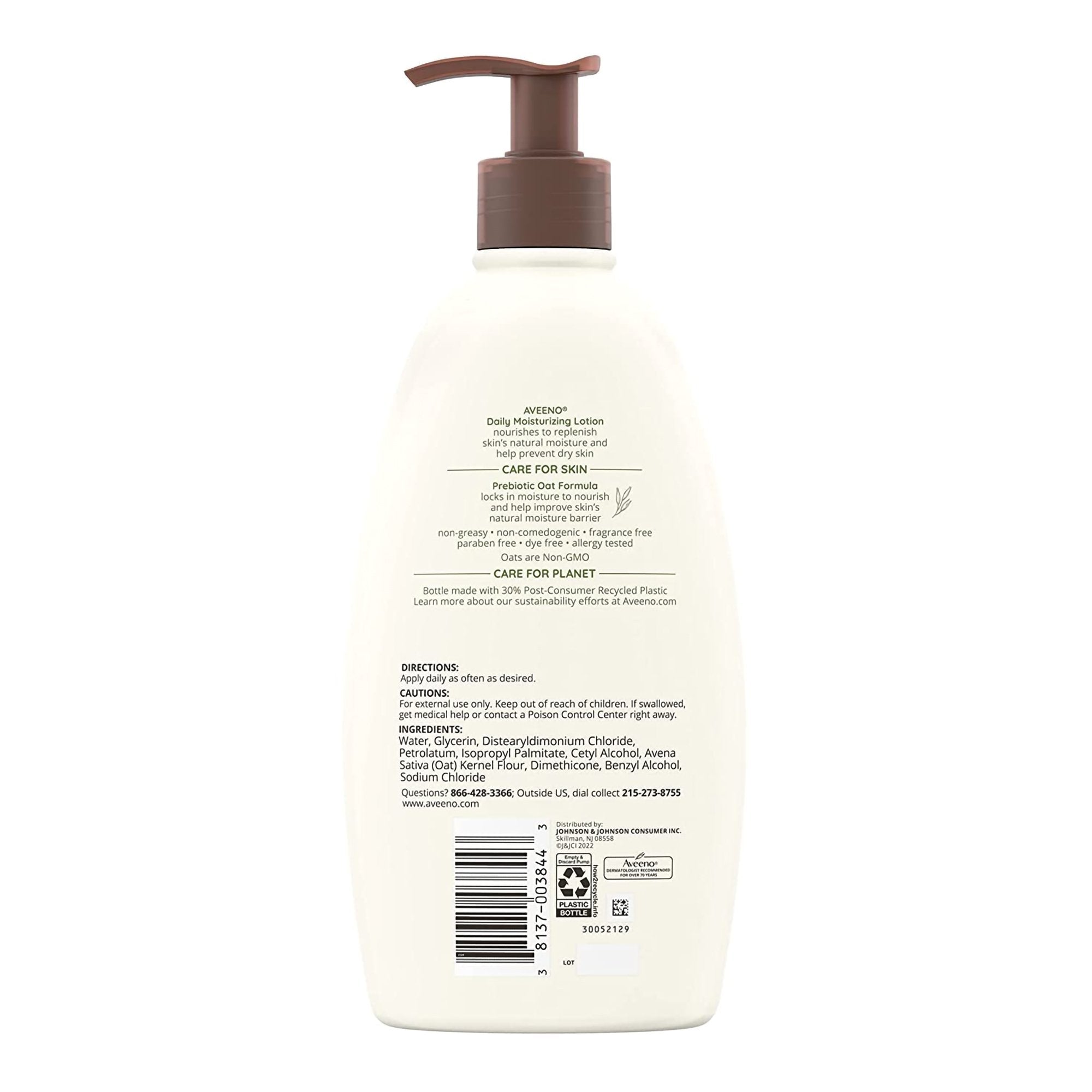 Aveeno® Daily Moisturizing Body Lotion Fragrance Free, 18-ounce Pump Bottle - Personal Hygiene>Skin Care>Moisturizers - J...