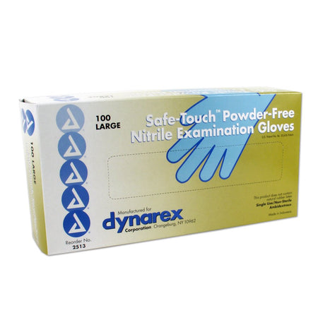 Safe-Touch Nitrile Exam Glove, Large, Blue-Exam Glove Safe-Touch Large NonSterile Nitrile Standard Cuff Length Textured Fingertips Blue Not Rated