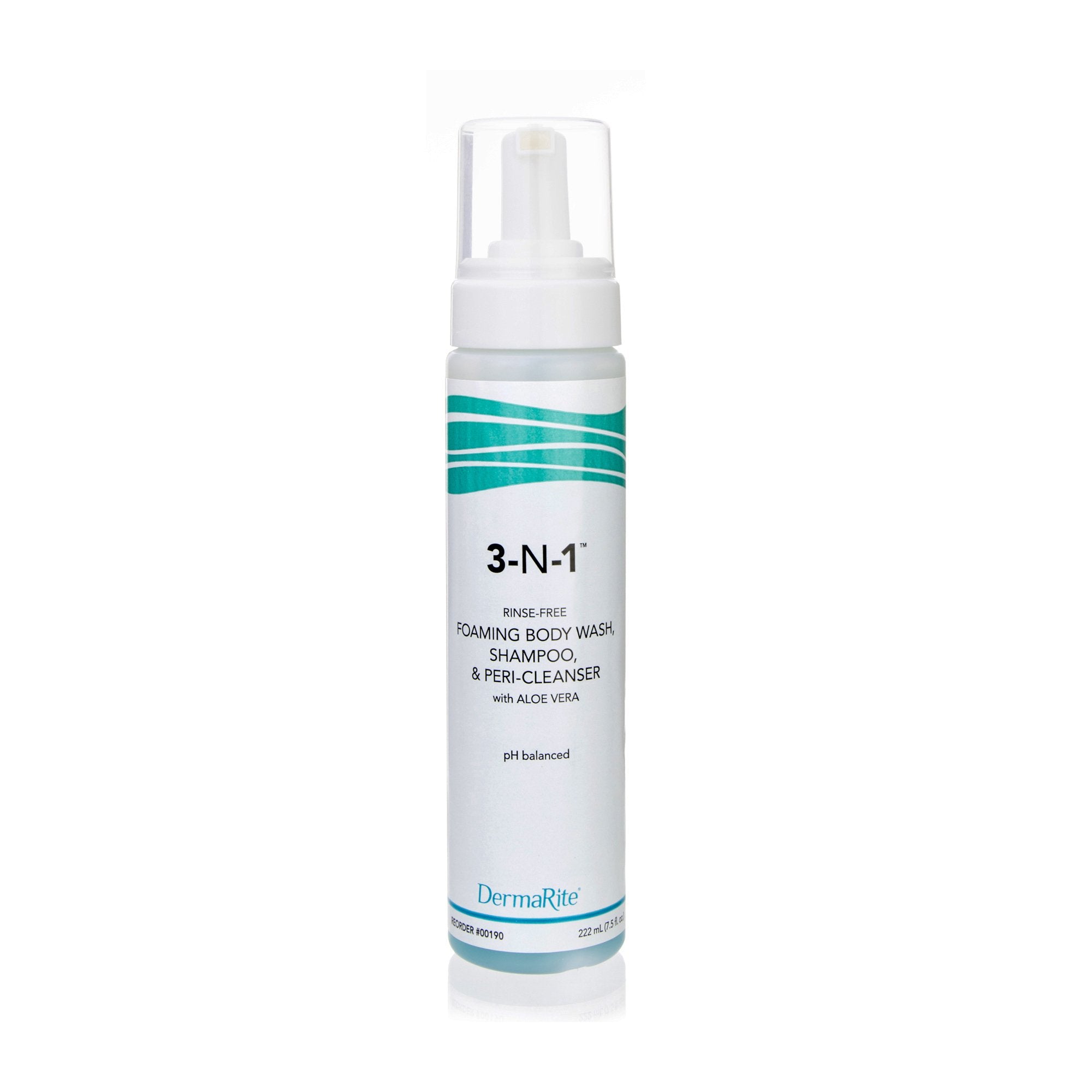 3-N-1 Scented Cleansing Foam Body Wash, 7.5 oz. Pump Bottle-Rinse-Free Body Wash DermaRite 3-N-1 Foaming 7.5 oz. Pump Bottle Mild Scent