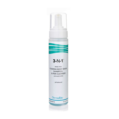 3-N-1 Scented Cleansing Foam Body Wash, 7.5 oz. Pump Bottle-Rinse-Free Body Wash DermaRite 3-N-1 Foaming 7.5 oz. Pump Bottle Mild Scent