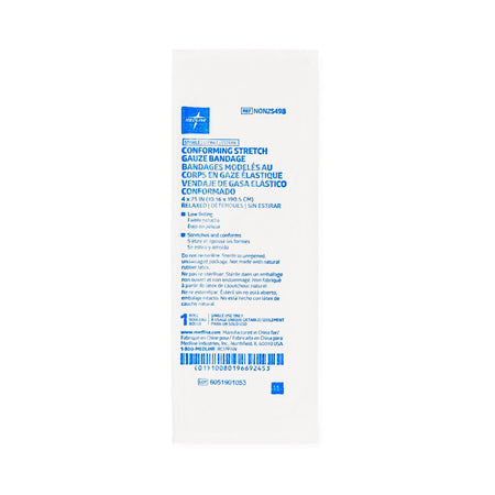 Medline Sterile Conforming Bandage, 4 Inch x 4-1/10 Yard-Conforming Bandage Medline 4 Inch X 4-1/10 Yard 1-Ply Sterile 1 per Pack