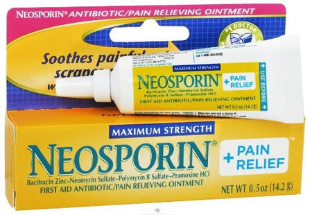 Neosporin + Pain Relief First Aid Antibiotic with Pain Relief, 0.5 oz. Tube-First Aid Antibiotic with Pain Relief Neosporin + Pain Relief Ointment 0.5 oz. Tube