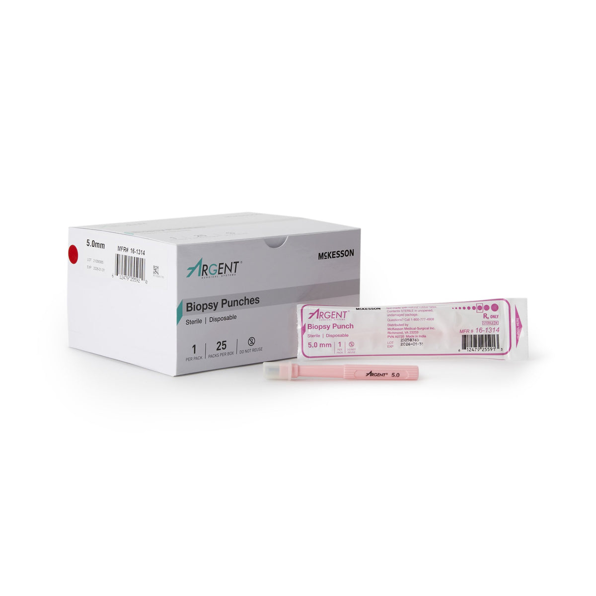 McKesson Argent Disposable Biopsy Punches, 5.0 mm-Biopsy Punch McKesson Argent Dermal 5 mm