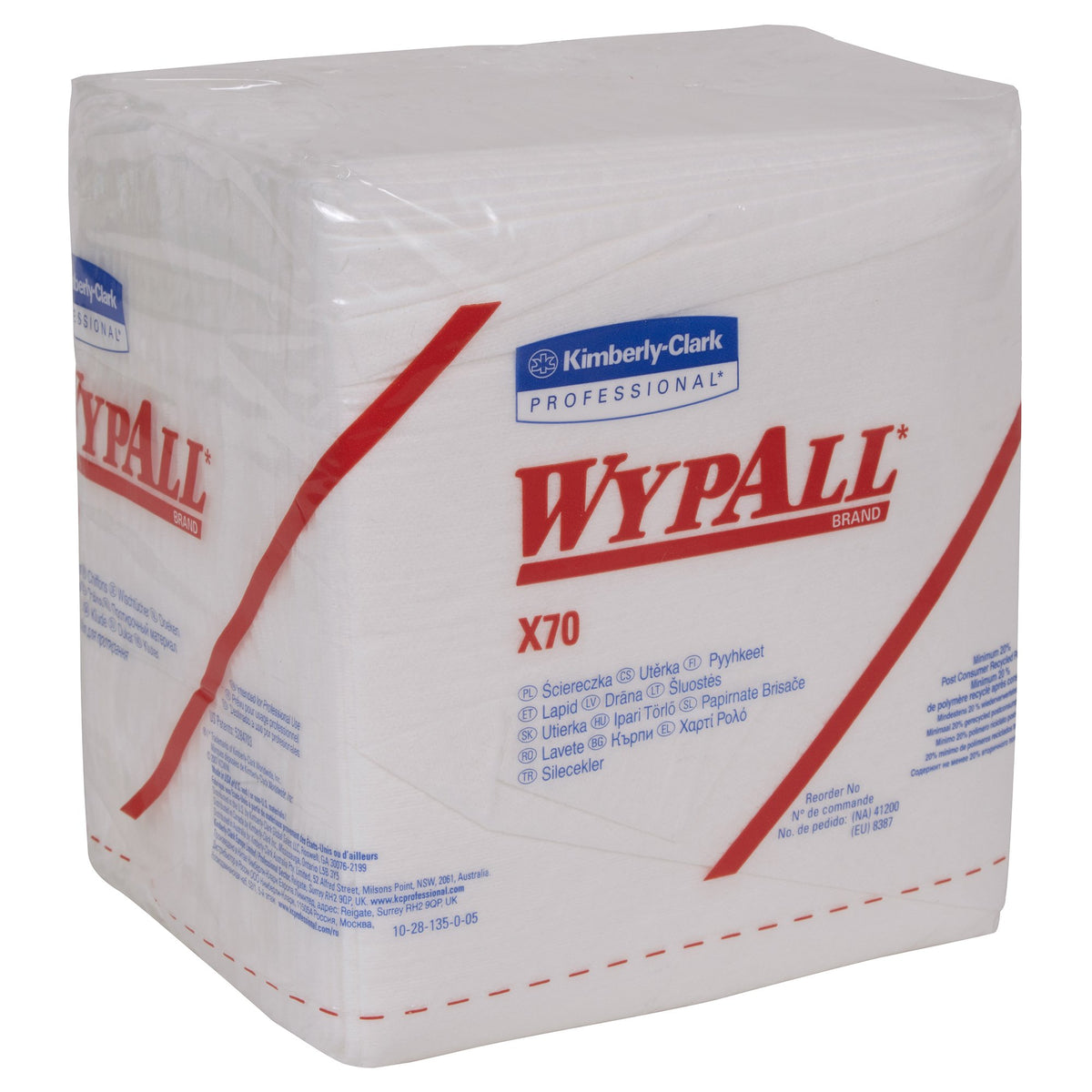 KC WypAll* X70 Task Wipe-Task Wipe WypAll X70 Heavy Duty White NonSterile Cellulose / Polypropylene 12 X 12-1/2 Inch Reusable